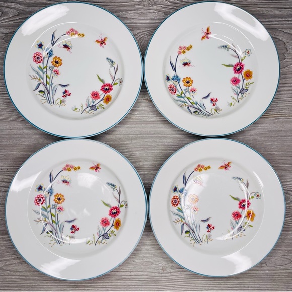 Vintage Jardin by Andrea " Sedek" Pattern Porcelain Dinner-Soup Bowls floral - Picture 1 of 7